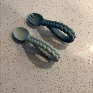 Braided Handle Kids Spoon and Fork Set - Blue